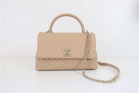 chanel coco handle beige chevron|chanel coco handle prices.